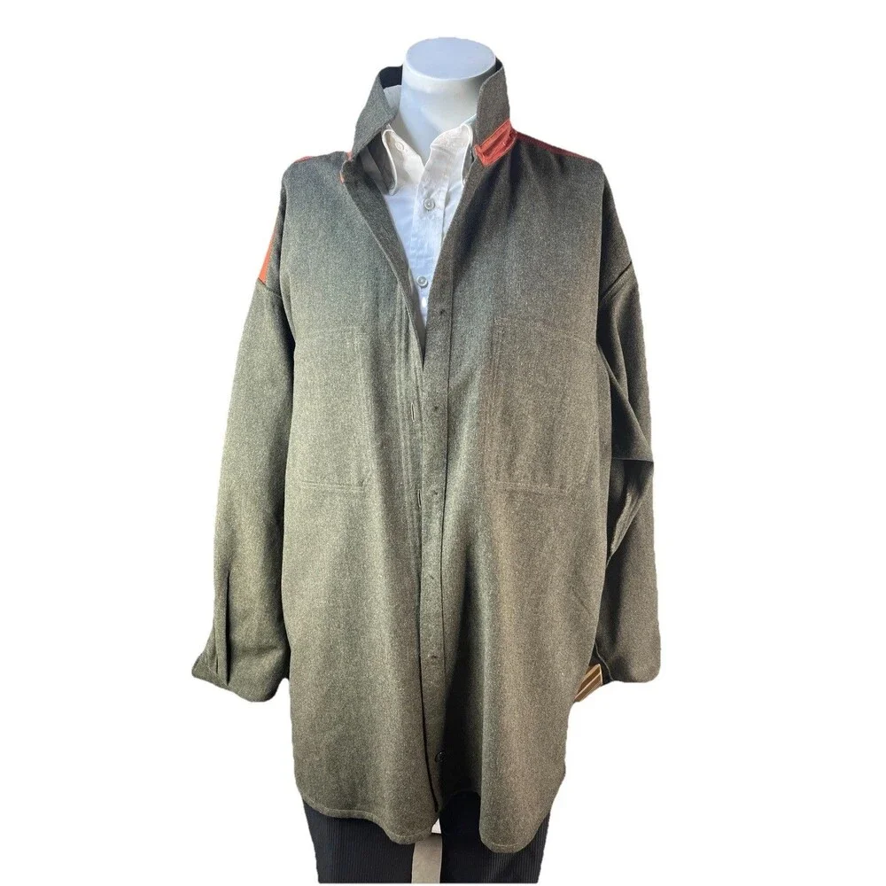 VTG Banana Republic Wool Blend CPO Shirt Jacket XL Olive Green Portugal Lined